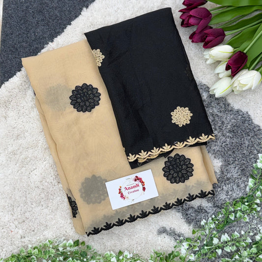 Gold Beauty Flower Saree AS07
