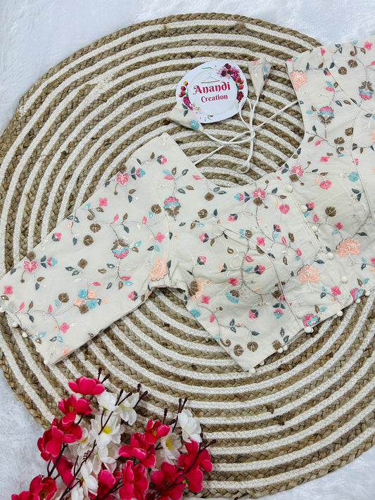 Flower Embroidery on Pure Cotton Khadi