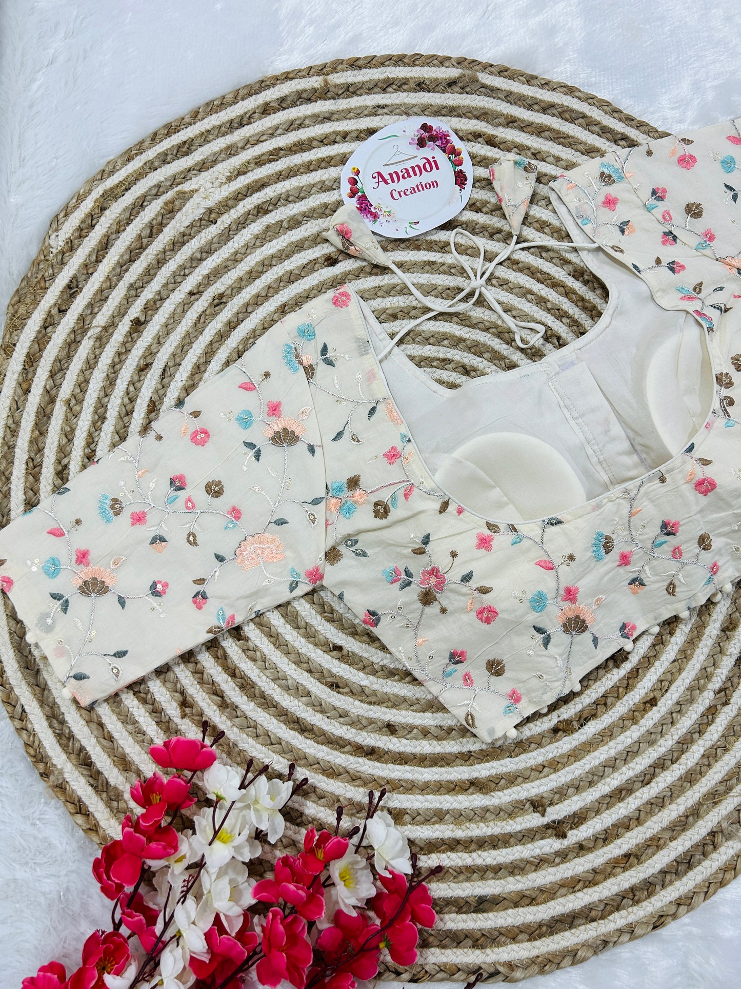 Flower Embroidery on Pure Cotton Khadi