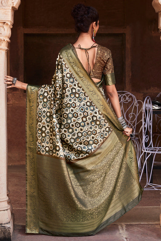 Lisbon Brown Digital Printed Soft Silk Saree