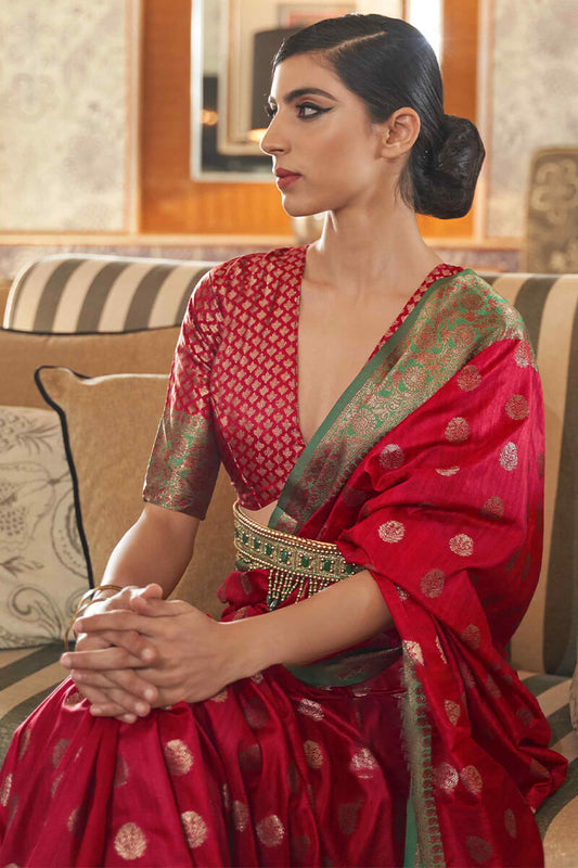 Milano Red Kota Silk Saree