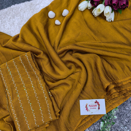 Crunchy Silk Plain saree : VR13