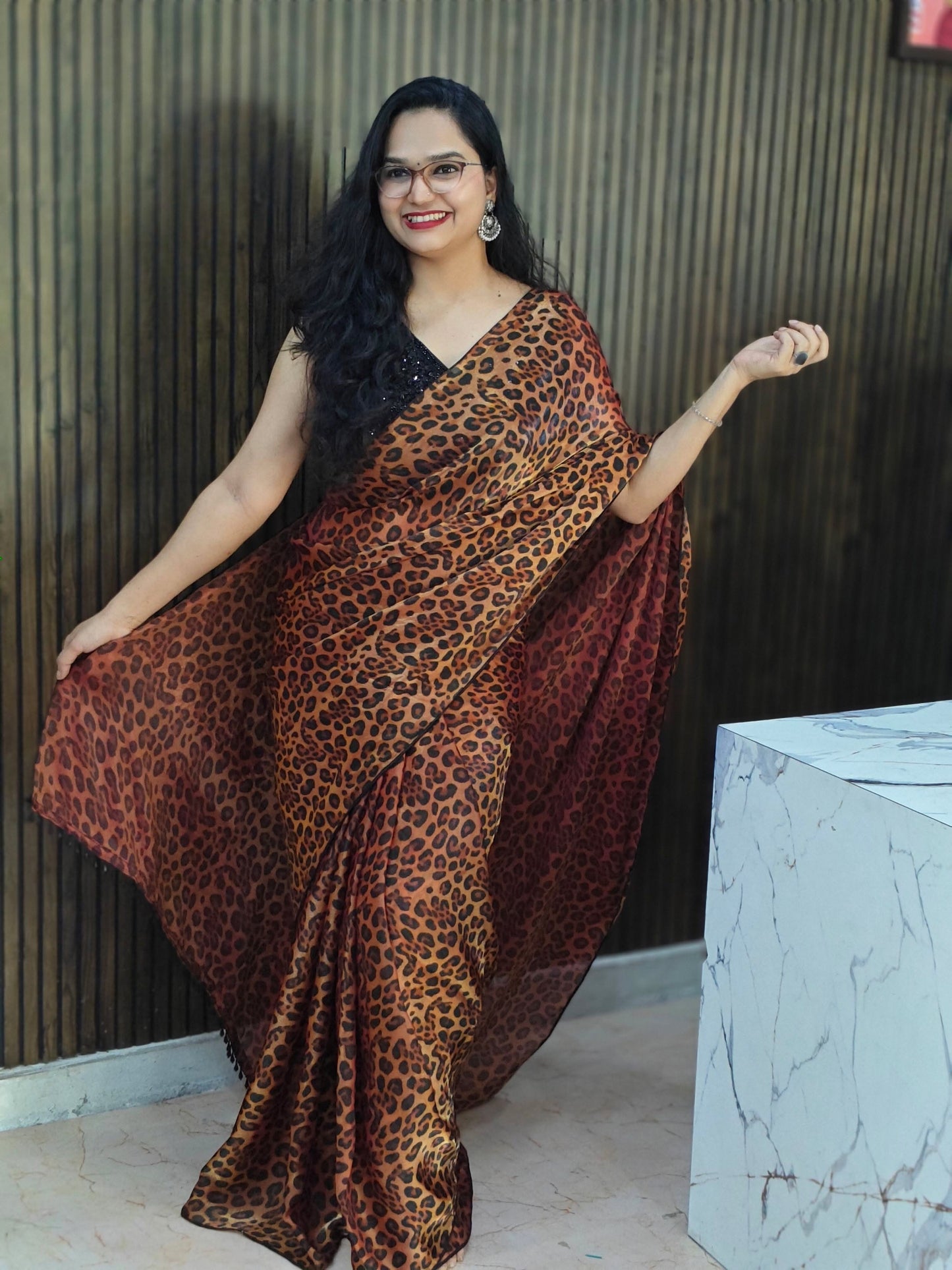 Leopard Print Saree🤎