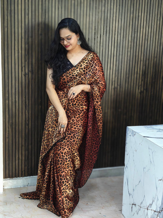 Leopard Print Saree🤎