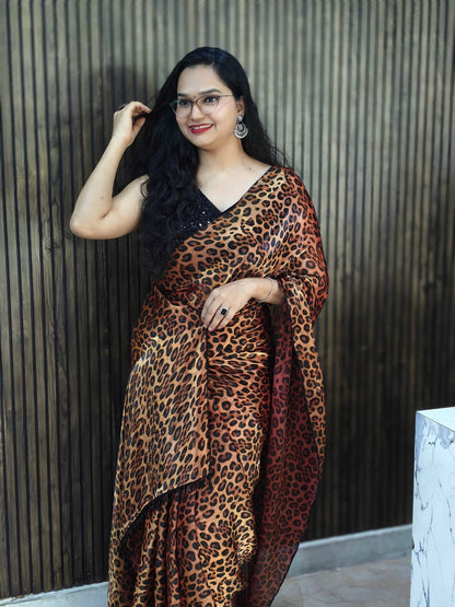 Leopard Print Saree🤎