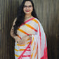 Leheriya Saree : White