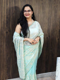 Manjiree Chikankari saree: Light Sky