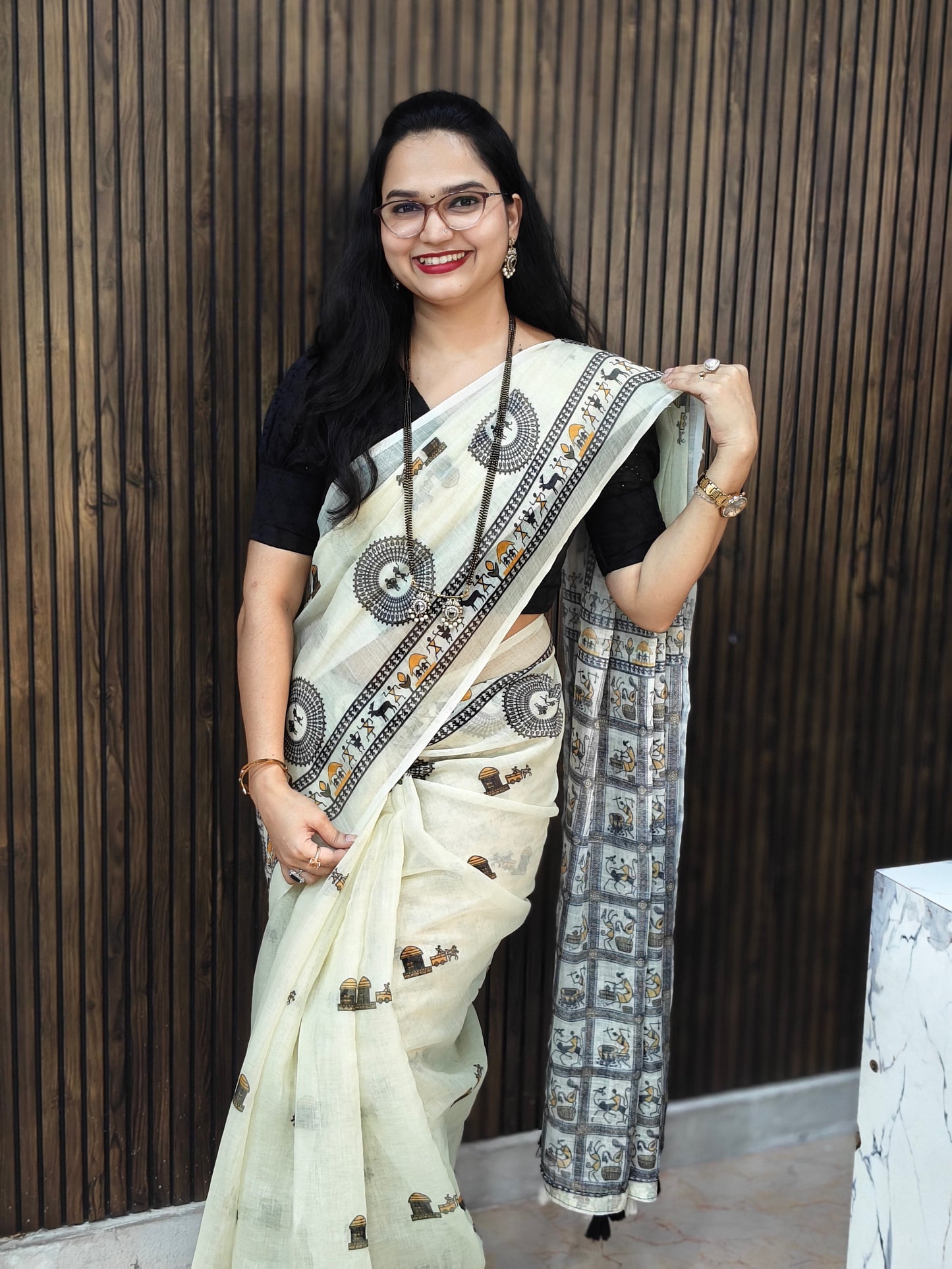 Warali Print saree   : VS07