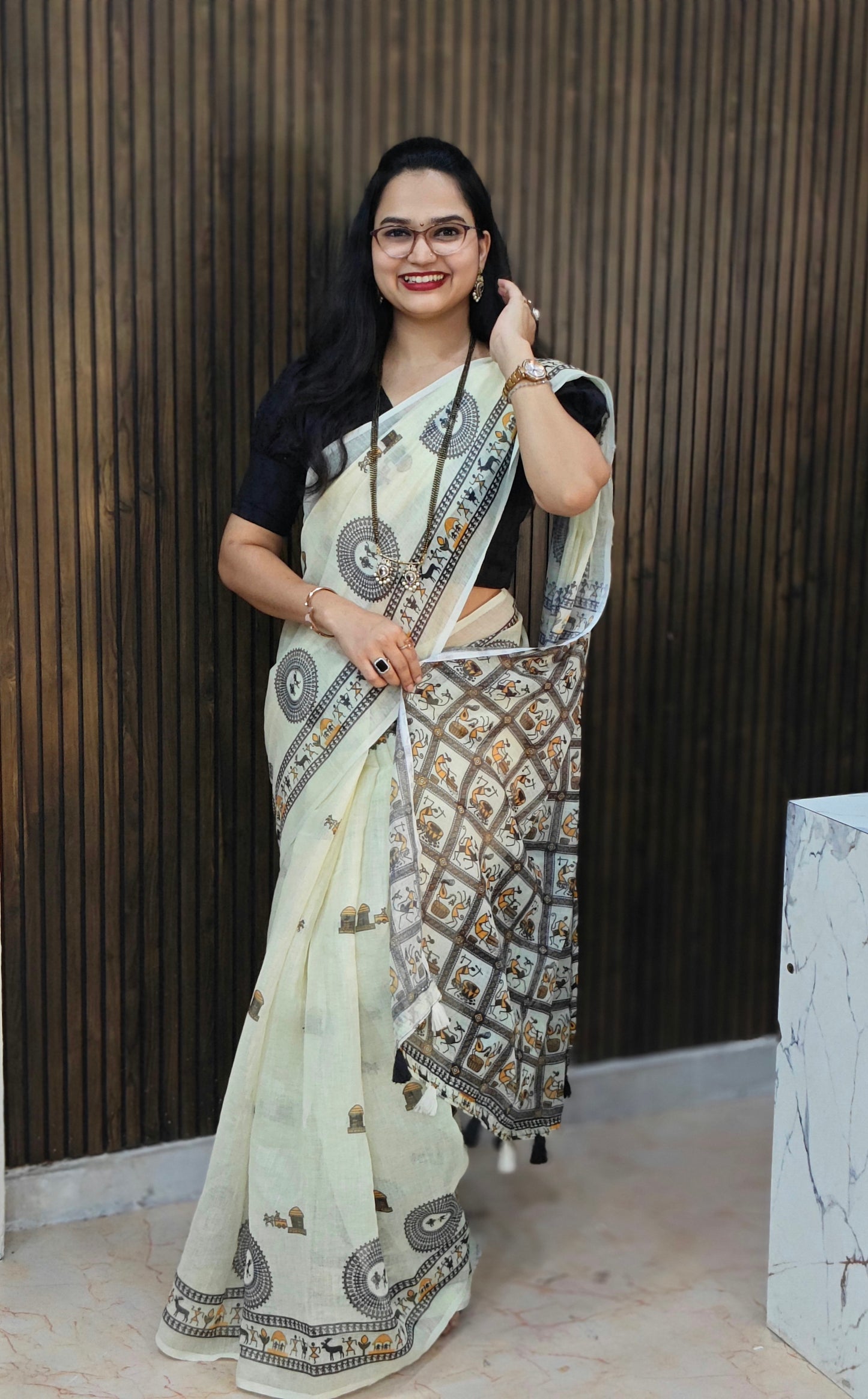 Warali Print saree   : VS07