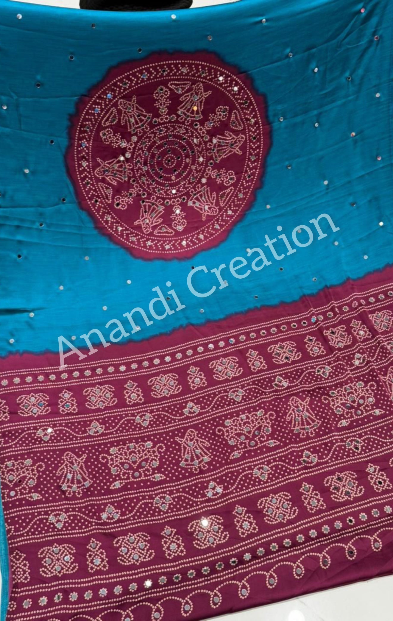 Semi Modal Silk With Mirrors MH07 : Bandhani