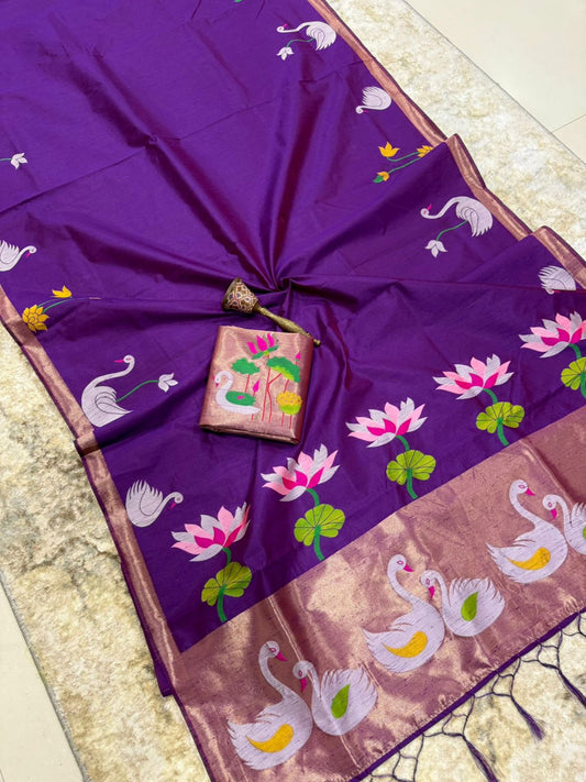 Khadi Rajhans Sadi AP01 : Purple