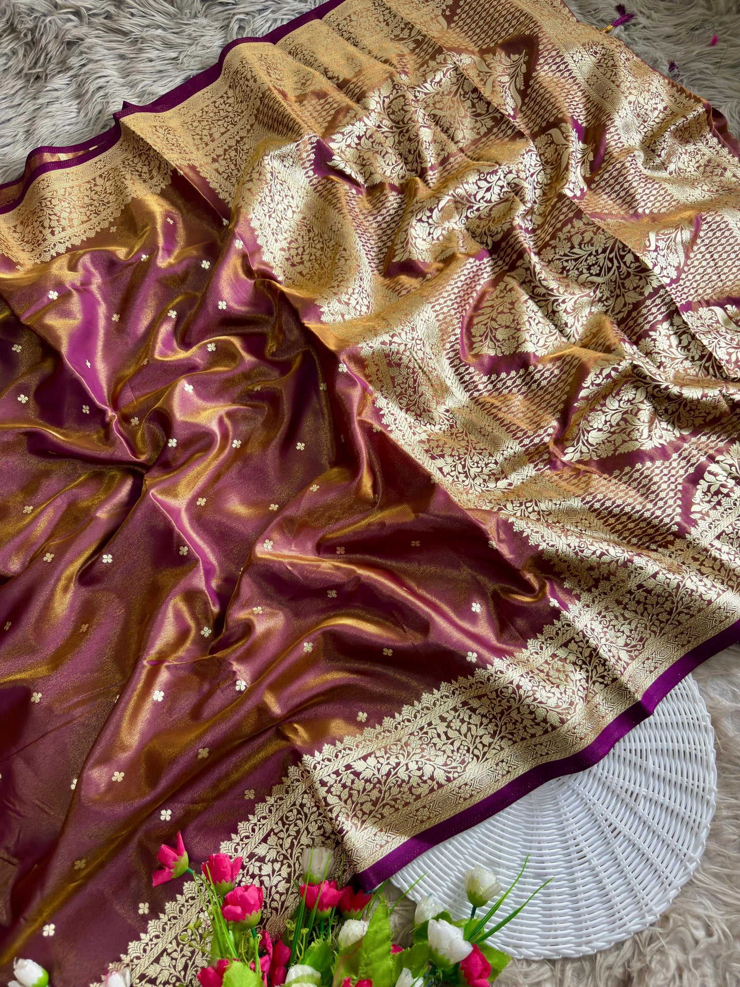 Glass Satin Saree : AK04