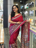 Semi Modal Silk Half Ajrakh Real Mirror : MH11