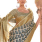 Greyish Blue Digital Printed Soft Silk Saree