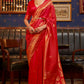 Jasper Red Zari Woven Satin Silk Saree