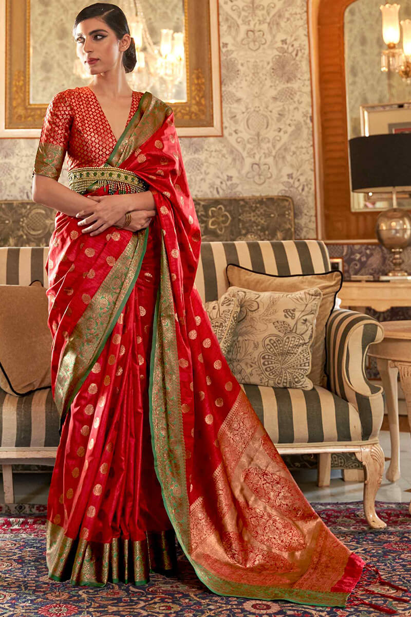 Milano Red Kota Silk Saree