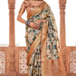 Pale Brown Digital Printed Soft Silk Saree