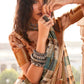 Pale Brown Digital Printed Soft Silk Saree