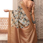 Pale Brown Digital Printed Soft Silk Saree