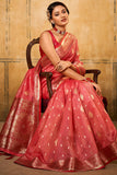 Pastel Red Banarasi Silk Saree