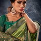 Pistachio and Green Organza Silk Saree