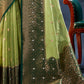 Pistachio and Green Organza Silk Saree
