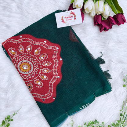 Printed Mirror Saree
