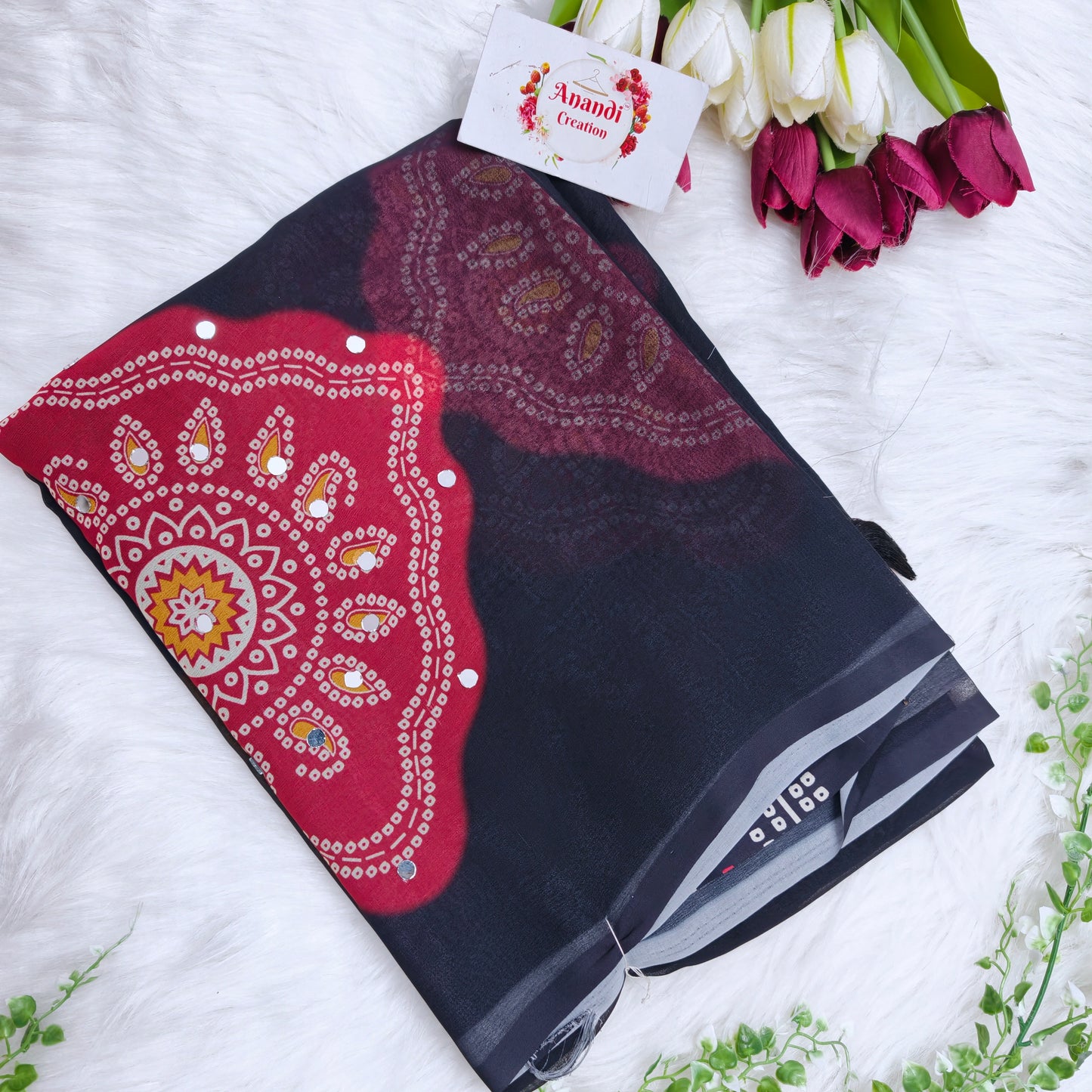 Printed Mirror Saree
