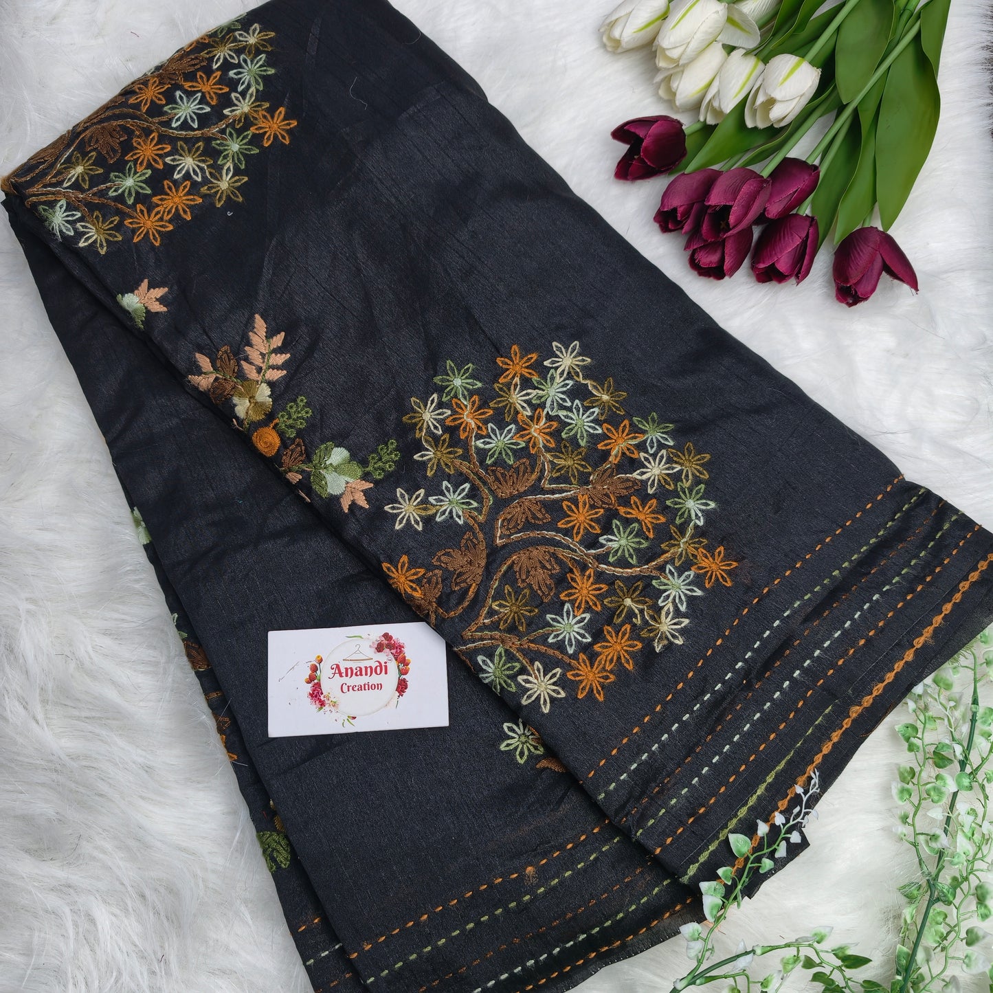 Tussar Handloom Black