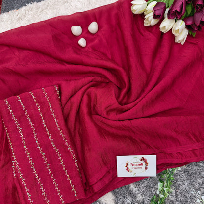 Crunchy Silk Plain saree  : VR13