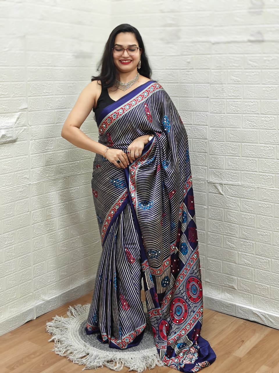 Semi Modal Silk with Mirror MH13 : Navy Blue