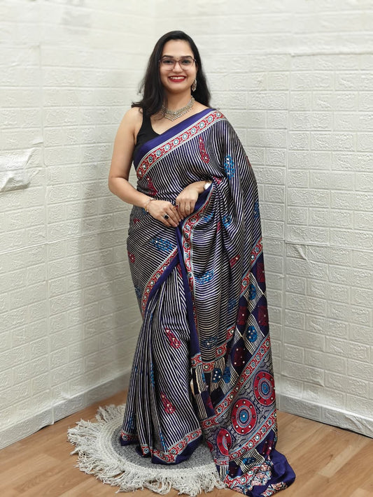 Semi Modal Silk with Mirror MH13 : Navy Blue