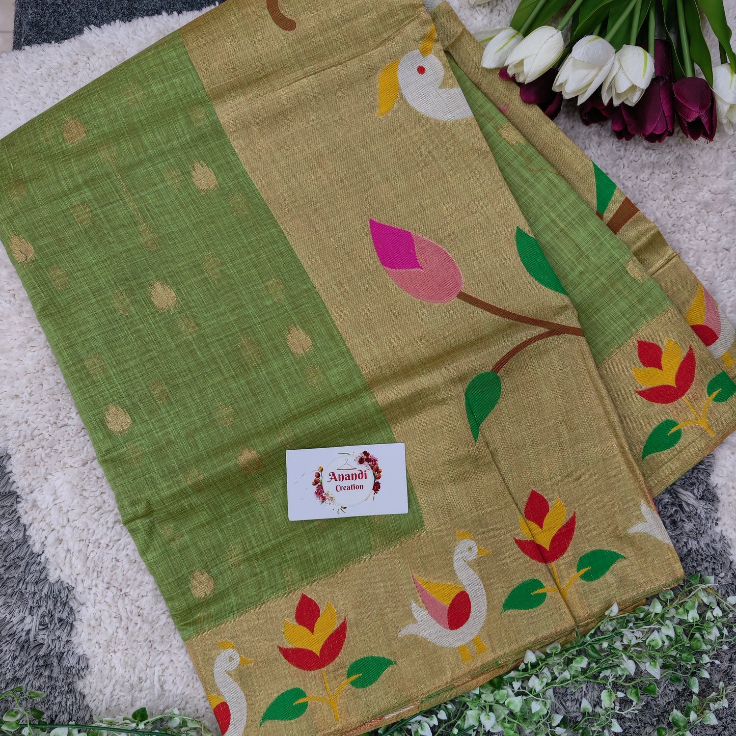 Munga Swan Saree AP02 - Perret Green