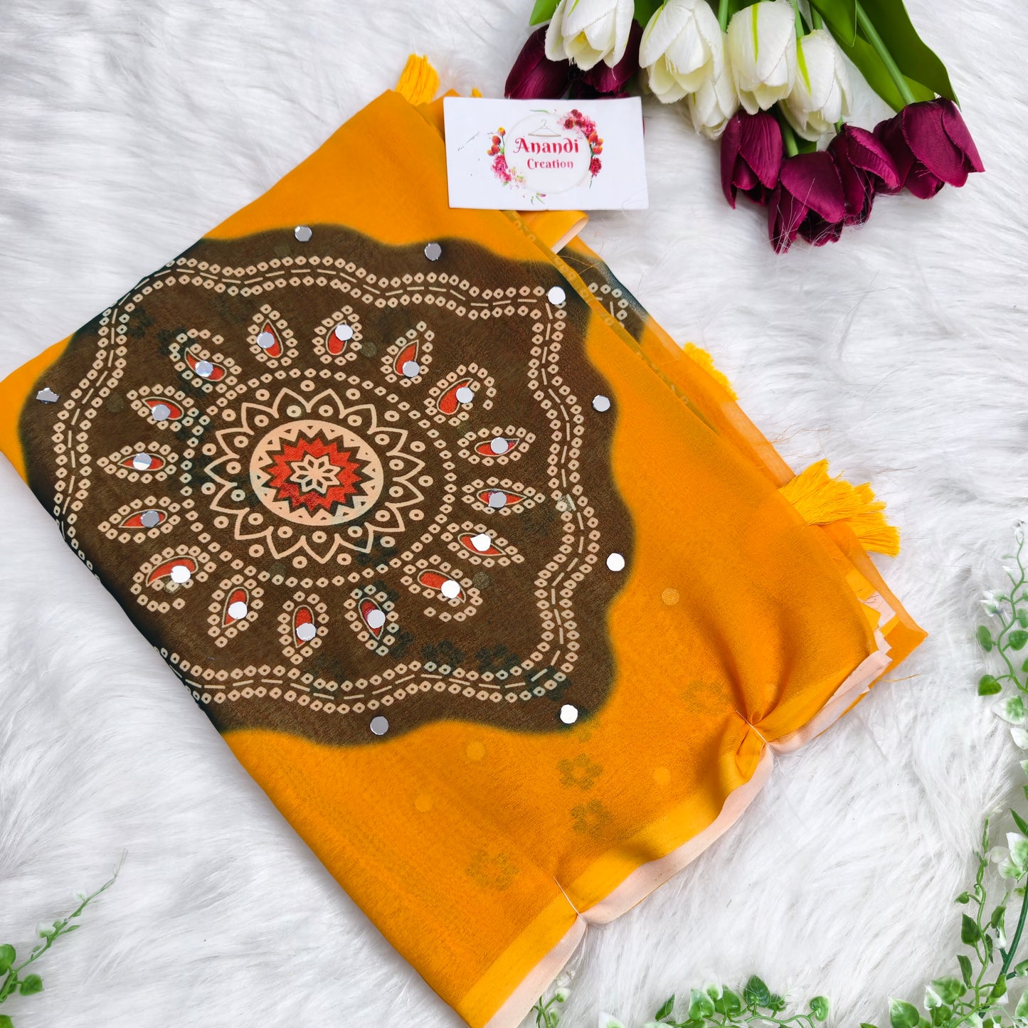 Printed Mirror Saree