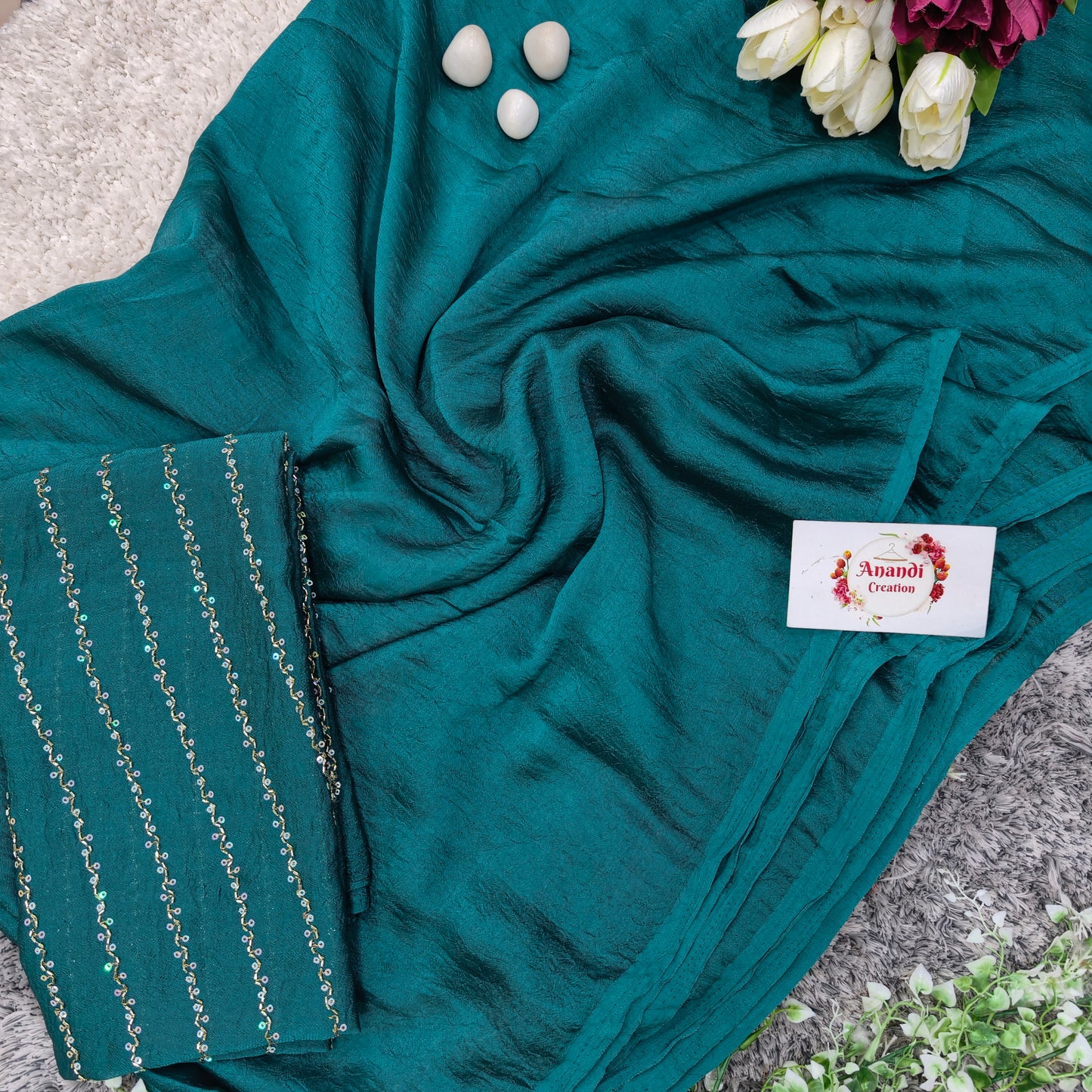 Crunchy Silk Plain saree  : VR13