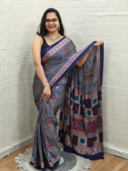 Semi Modal Silk with Mirror MH13 : Navy Blue