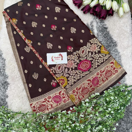 Floral Satin Saree