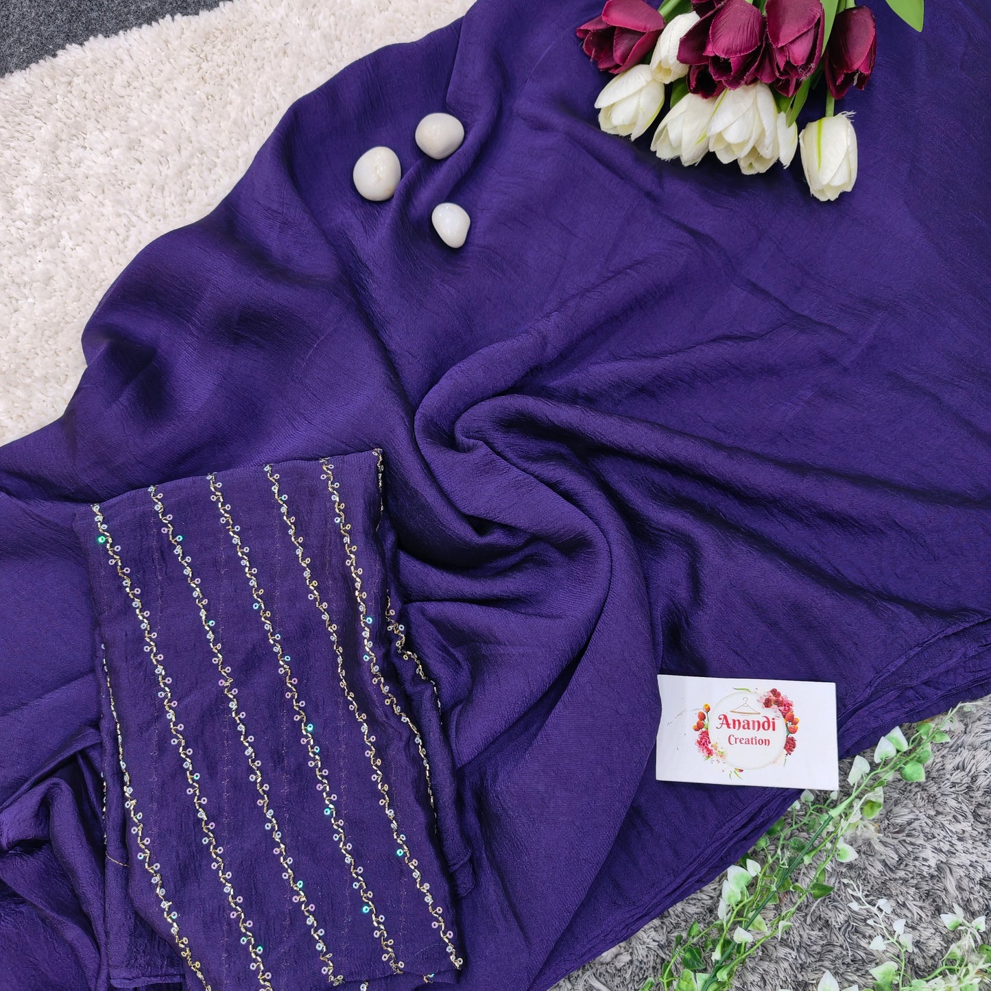 Crunchy Silk Plain saree  : VR13
