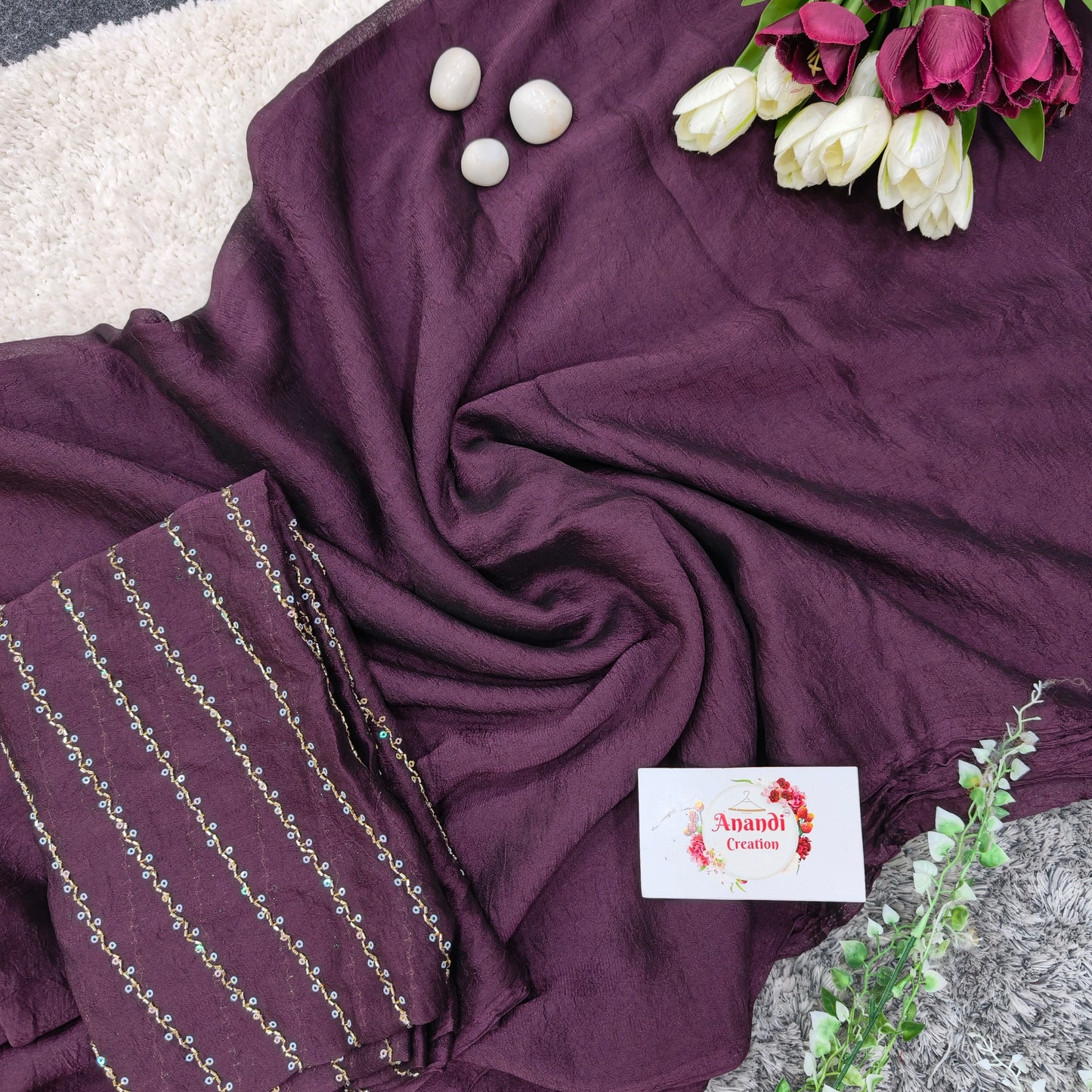 Crunchy Silk Plain saree  : VR13