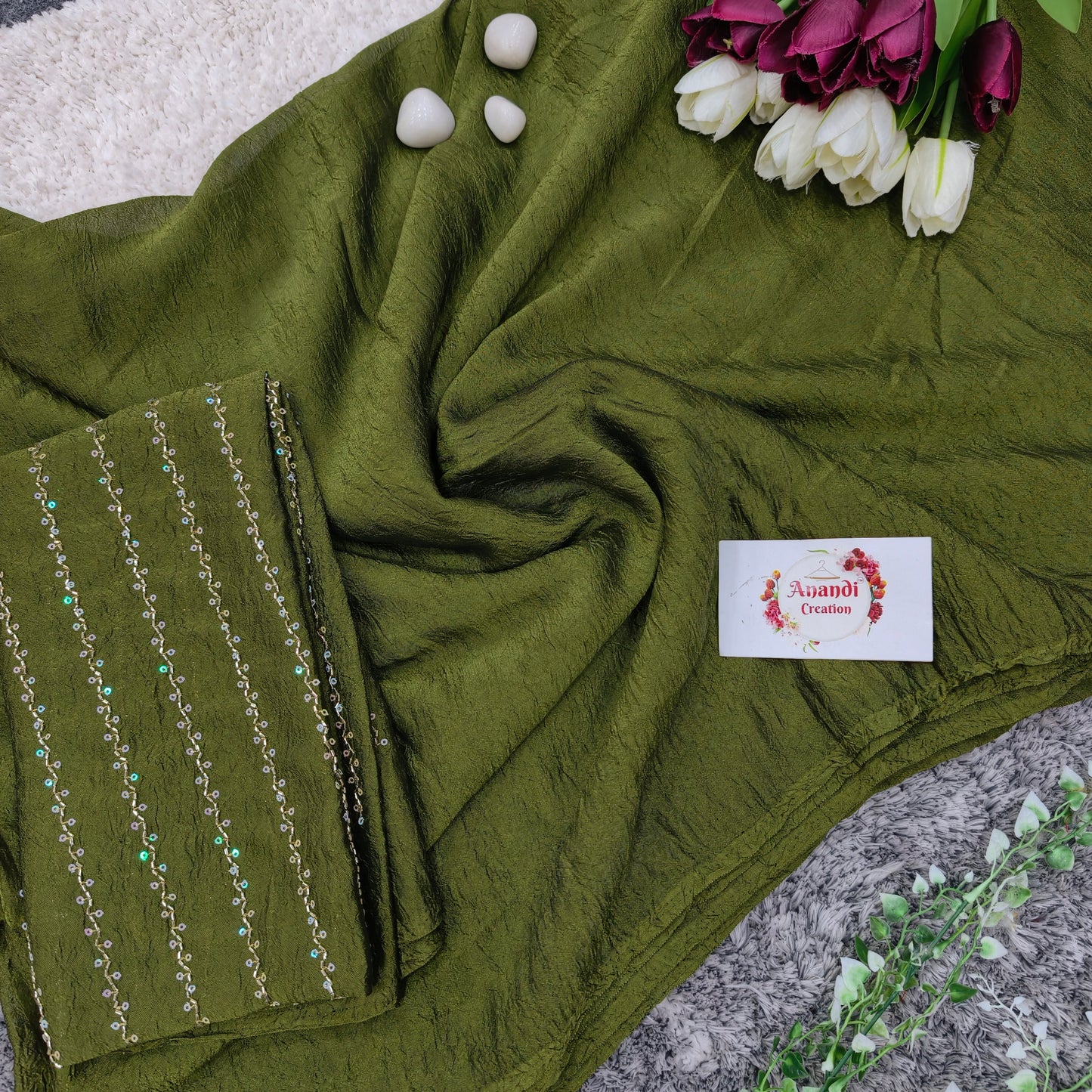 Crunchy Silk Plain saree  : VR13