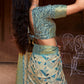 Slate Blue Digital Printed Soft Silk Saree
