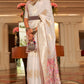 Spanish White Pashmina Silk Saree