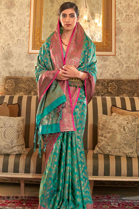 Surfie Green Kota Silk Saree