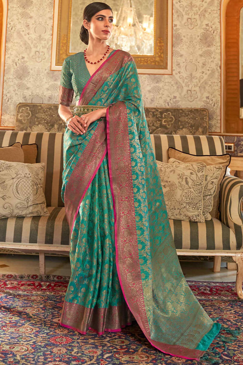 Surfie Green Kota Silk Saree