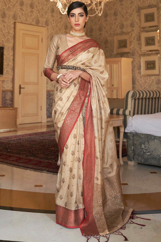 Vanilla Beige Kota Silk Saree